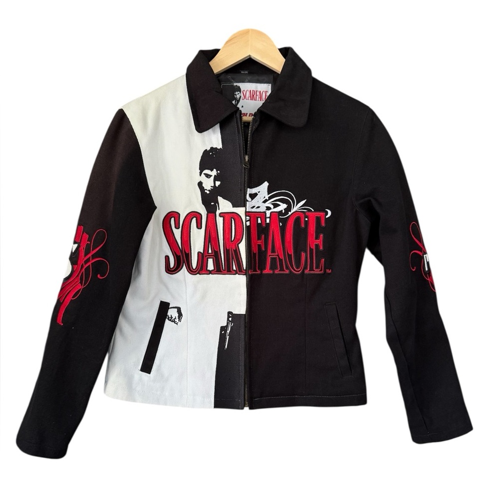 JH Design Group Vintage Women’s Scarface Jacket Cotton Black White Red Size MED